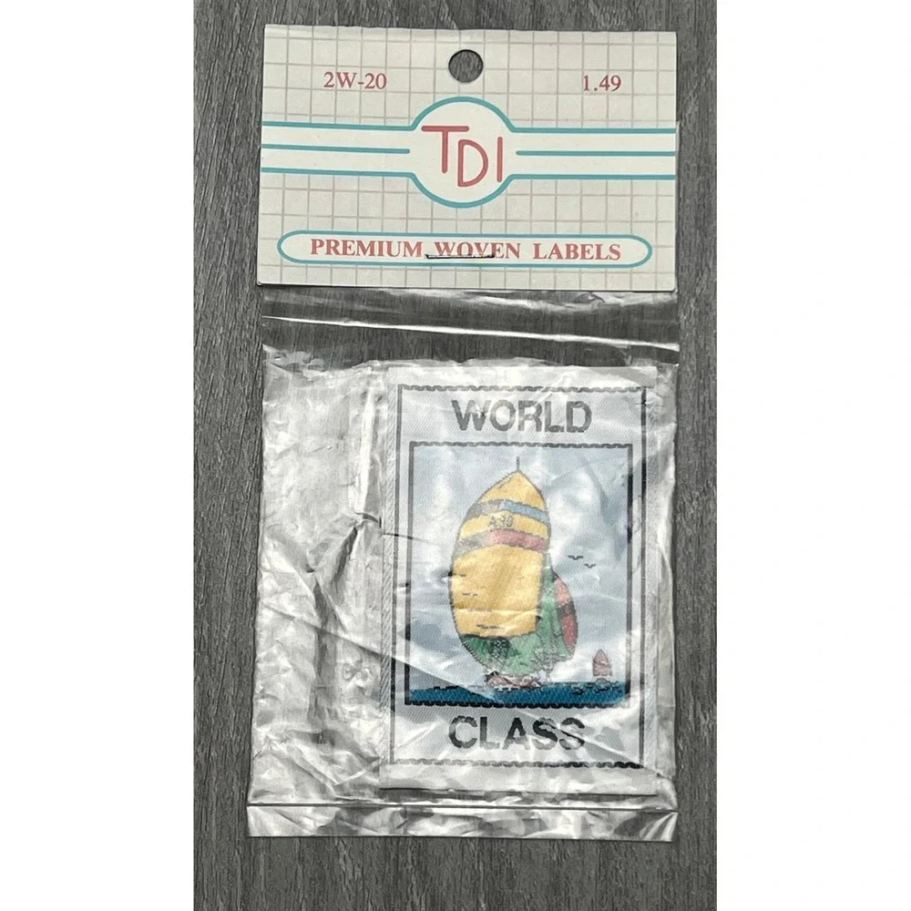 Vintage TDI World Class Sailboat Sew On Woven Label Patch 2W-20 Nautical Retro